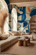 M4905-1 Giant Abstract Blue L'Enfant Terrible Mural by Tres Tintas