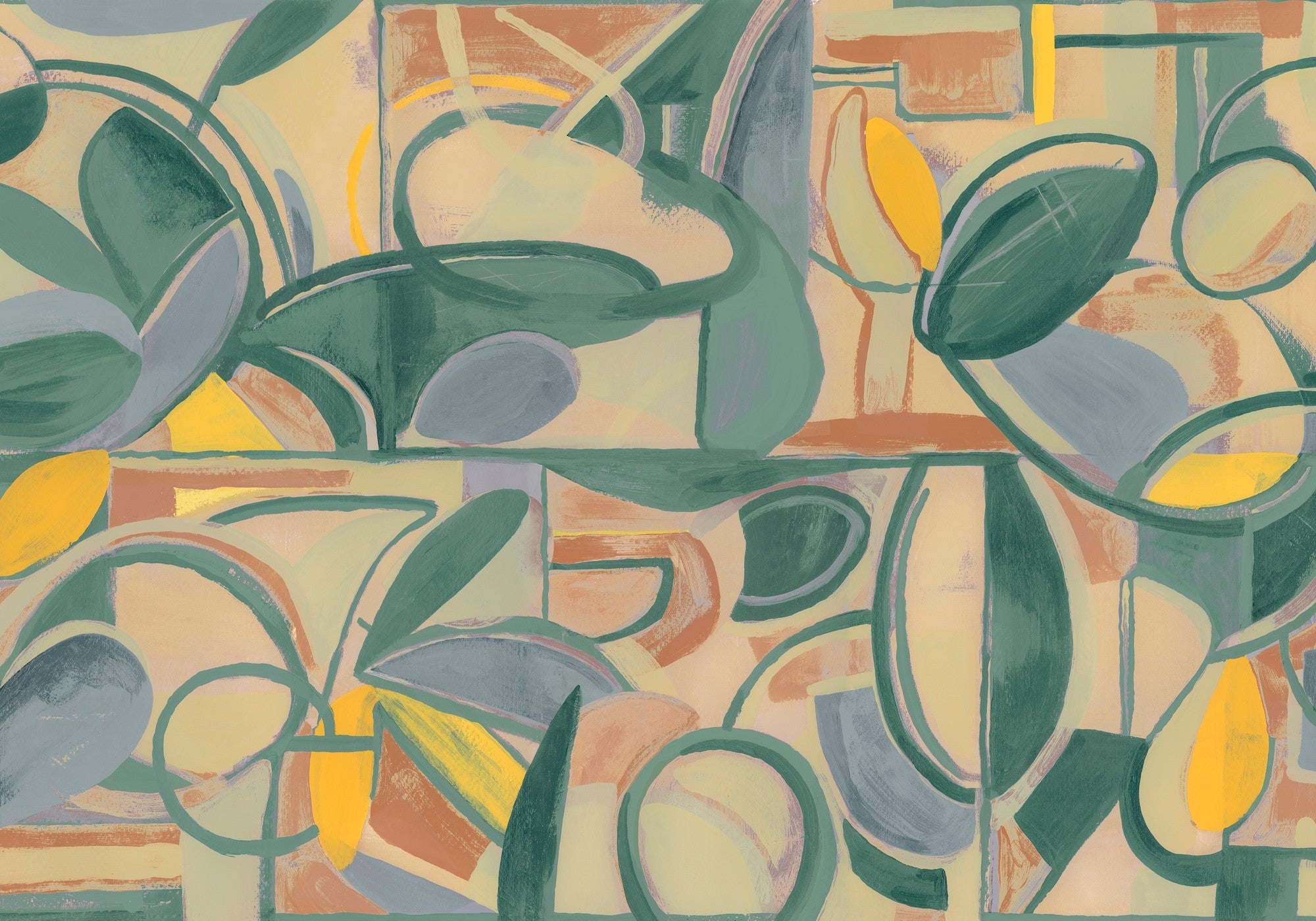 M4905-2 Giant Abstract Green L'Enfant Terrible Mural by Tres Tintas