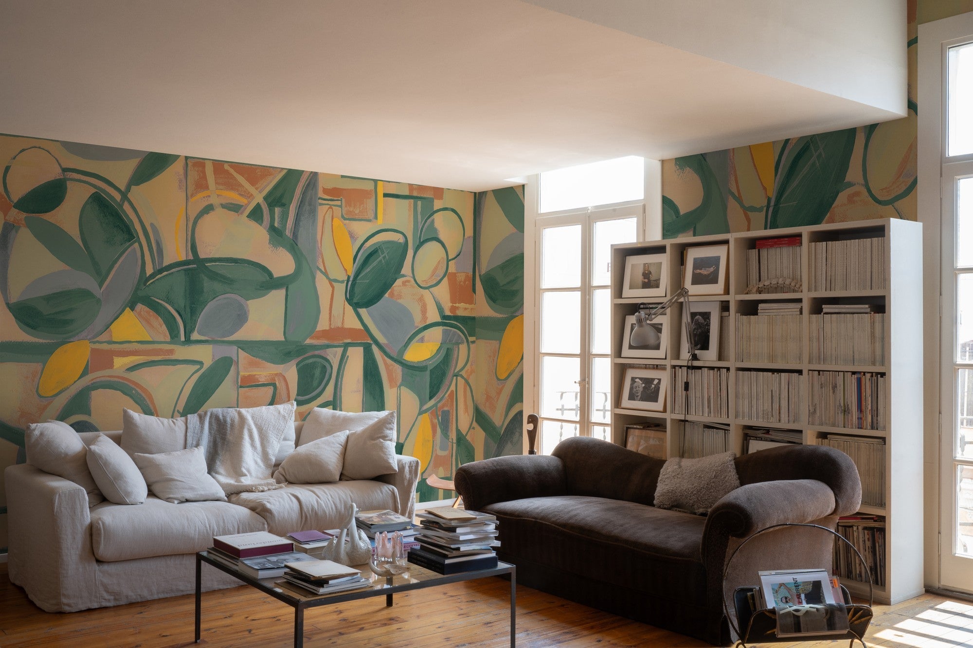 M4905-2 Giant Abstract Green L'Enfant Terrible Mural by Tres Tintas