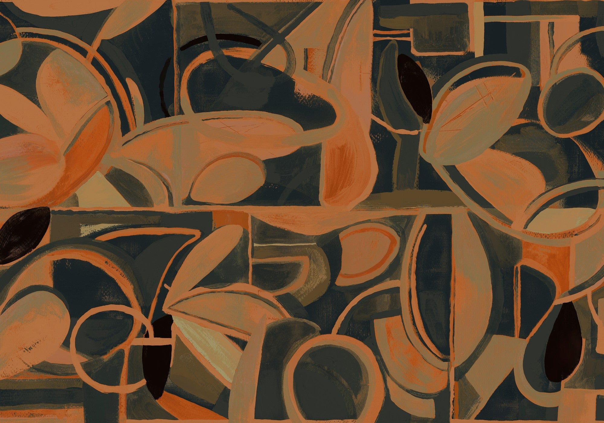 M4905-3 Giant Abstract Black L'Enfant Terrible Mural by Tres Tintas