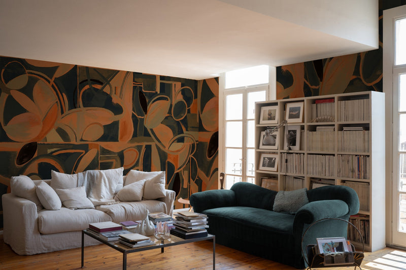 M4905-3 Giant Abstract Black L'Enfant Terrible Mural by Tres Tintas