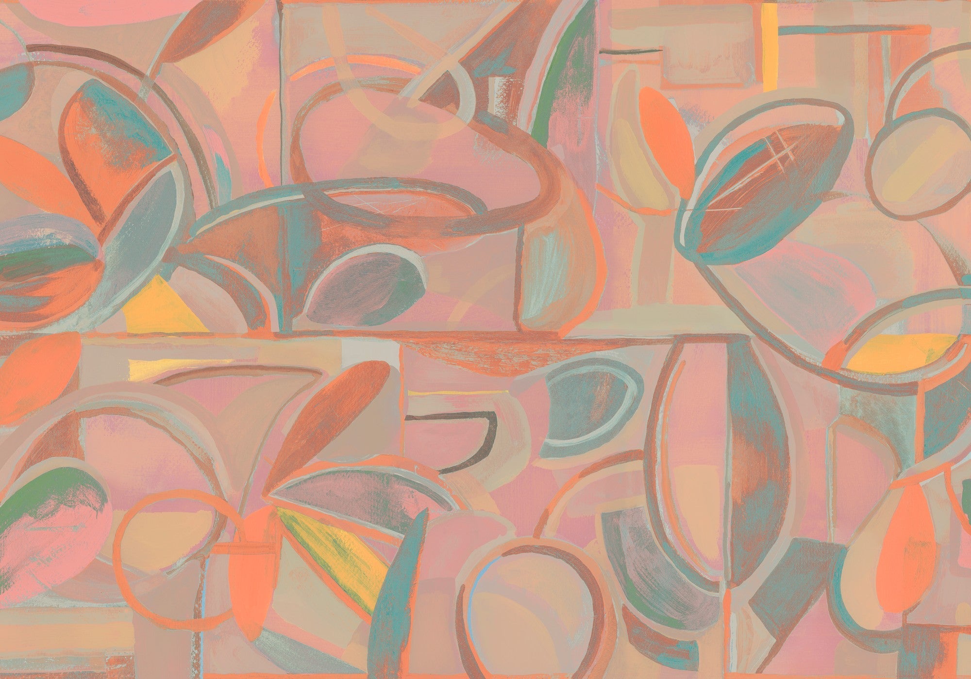 M4905-5 Giant Abstract Pink L'Enfant Terrible Mural by Tres Tintas