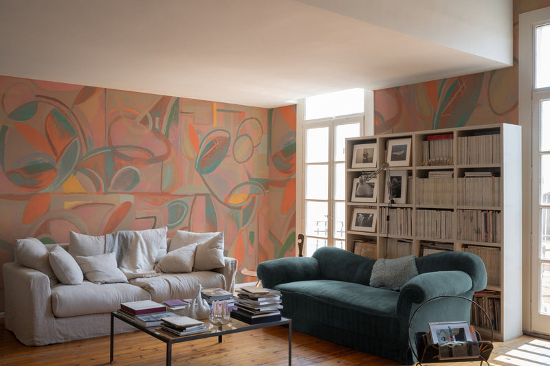 M4905-5 Giant Abstract Pink L'Enfant Terrible Mural by Tres Tintas