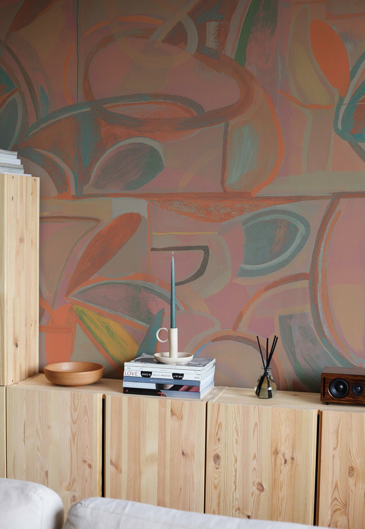 M4905-5 Giant Abstract Pink L'Enfant Terrible Mural by Tres Tintas