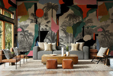 M5001-1 Colonial Abstraction Pink Playful Layers Mural by Tres Tintas