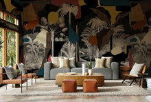 M5001-2 Colonial Abstraction Black Playful Layers Mural by Tres Tintas
