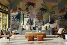 M5001-3 Colonial Abstraction White Playful Layers Mural by Tres Tintas