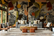 M5001-4 Colonial Abstraction Toasted Playful Layers Mural by Tres Tintas