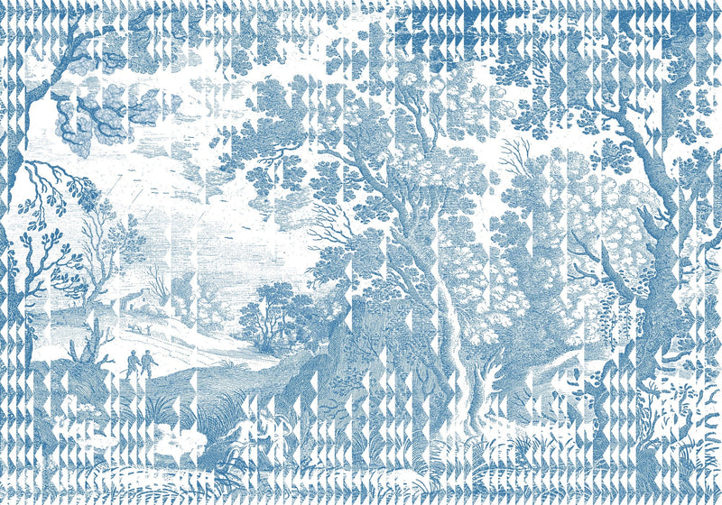 M5002-1 Patch Landscape Blue Playful Layers Mural by Tres Tintas