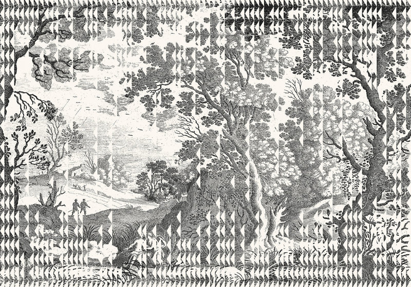 M5002-2 Patch Landscape Black Playful Layers Mural by Tres Tintas