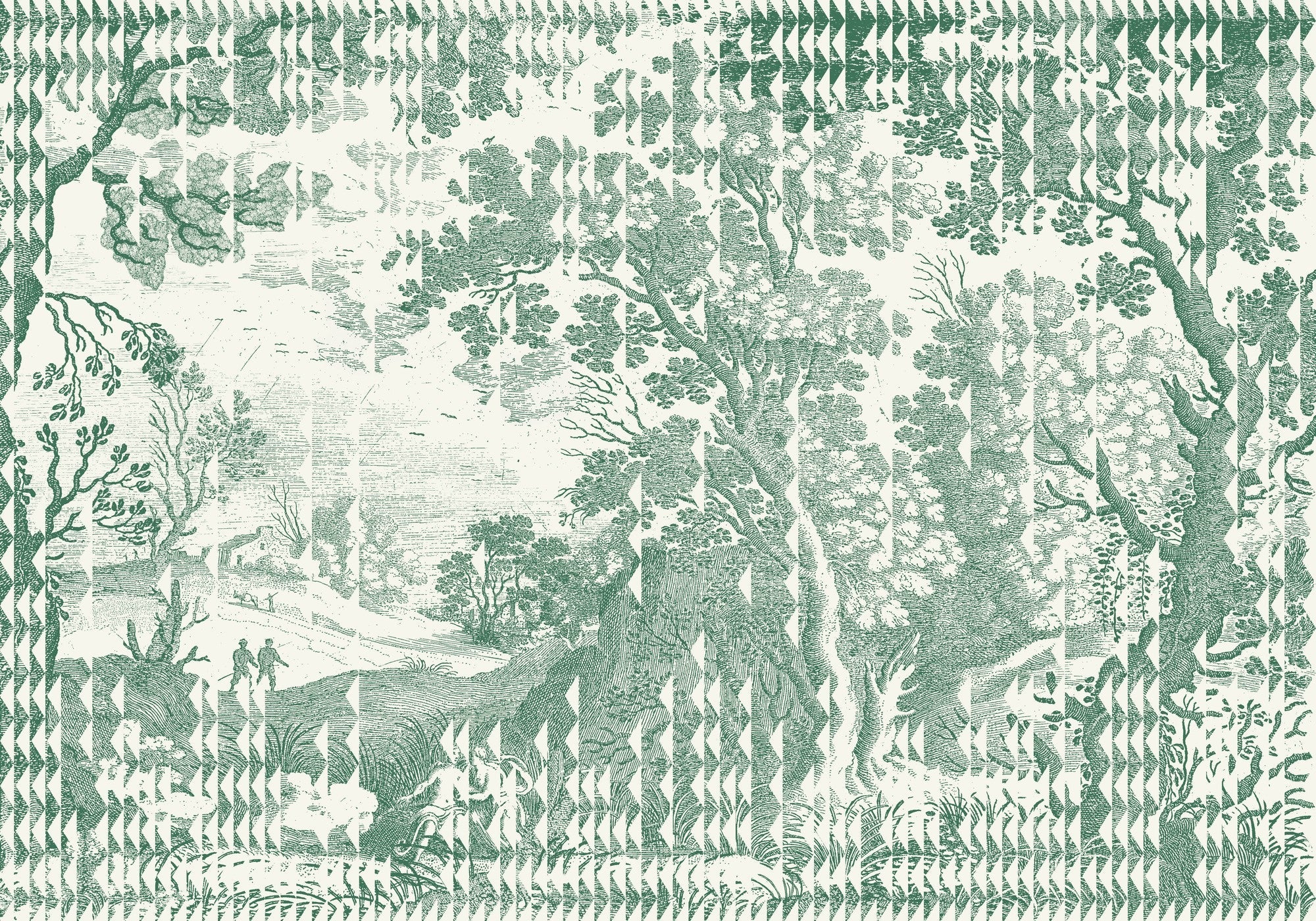 M5002-4 Patch Landscape Green Playful Layers Mural by Tres Tintas