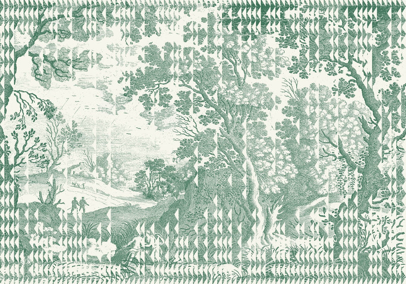 M5002-4 Patch Landscape Green Playful Layers Mural by Tres Tintas