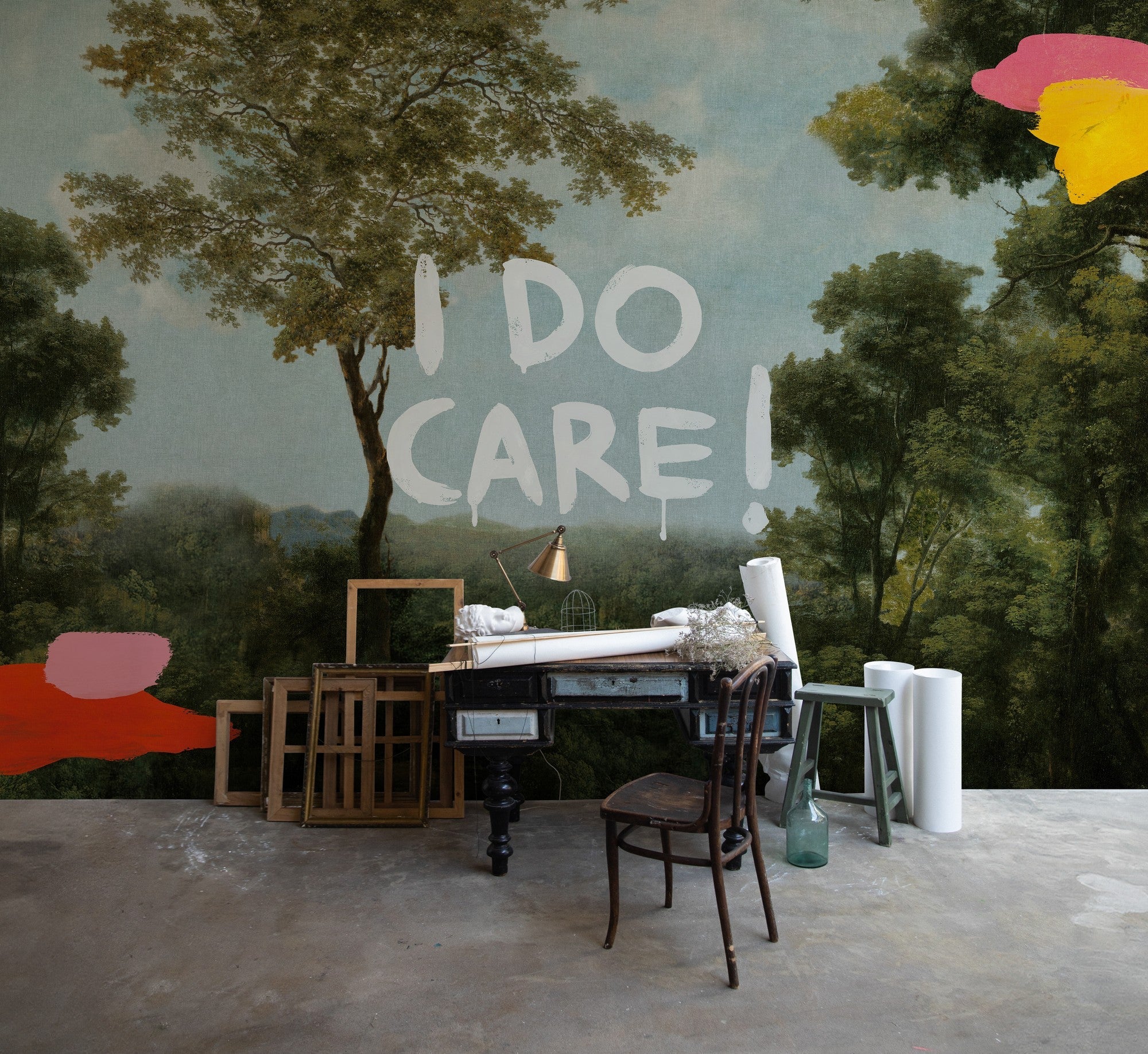 M5003-1 Planet Statement Blue Playful Layers Mural by Tres Tintas
