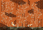 M5004-1 Tetris Chinoiseries Orange Playful Layers Mural by Tres Tintas