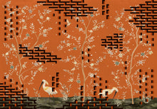 M5004-1 Tetris Chinoiseries Orange Playful Layers Mural by Tres Tintas