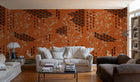 M5004-1 Tetris Chinoiseries Orange Playful Layers Mural by Tres Tintas
