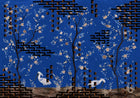 M5004-2 Tetris Chinoiseries Blue Playful Layers Mural by Tres Tintas