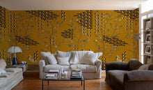 M5004-3 Tetris Chinoiseries Ocher Playful Layers Mural by Tres Tintas