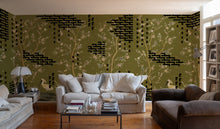 M5004-4 Tetris Chinoiseries Green Playful Layers Mural by Tres Tintas