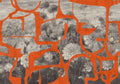 Prehistoric Flowers Orange Playful Layers Mural by Tres Tintas