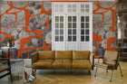 M5005-2 Prehistoric Flowers Orange Playful Layers Mural by Tres Tintas