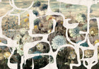 M5005-5 Prehistoric Flowers White Playful Layers Mural by Tres Tintas