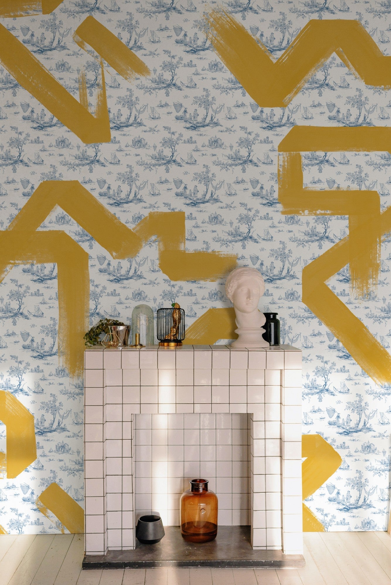 M5006-1 Toile Strokes Blue Playful Layers Mural by Tres Tintas