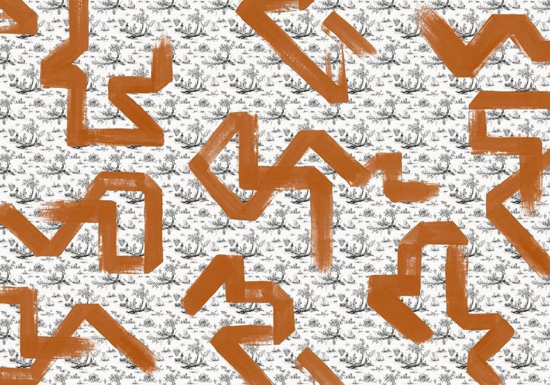 M5006-3 Toile Strokes Orange Playful Layers Mural by Tres Tintas