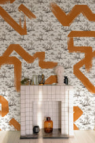 M5006-3 Toile Strokes Orange Playful Layers Mural by Tres Tintas