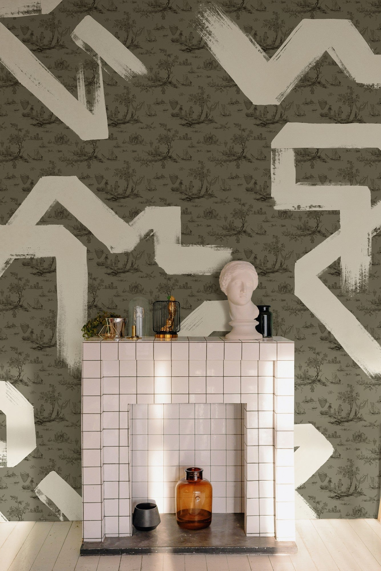 M5006-4 Toile Strokes Green Playful Layers Mural by Tres Tintas