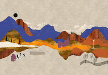 M5007-1 Landscape Collage Beige Playful Layers Mural by Tres Tintas