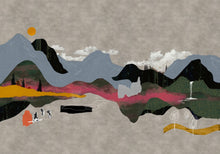 M5007-2 Landscape Collage Grey Playful Layers Mural by Tres Tintas