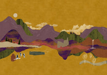 M5007-4 Landscape Collage Ocher Playful Layers Mural by Tres Tintas