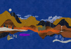 M5007-5 Landscape Collage Blue Playful Layers Mural by Tres Tintas