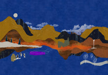 M5007-5 Landscape Collage Blue Playful Layers Mural by Tres Tintas