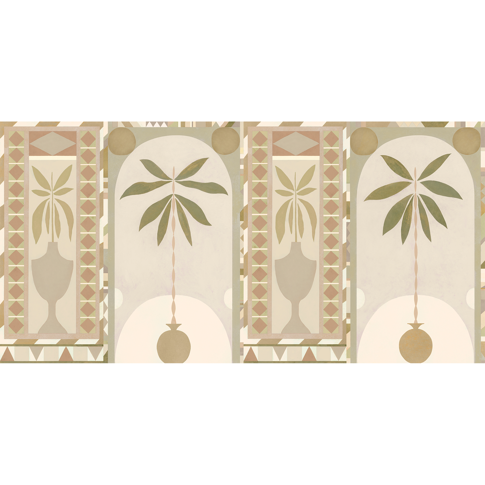 Jungle Arches Beige New Primitivism Mural by Tres Tintas