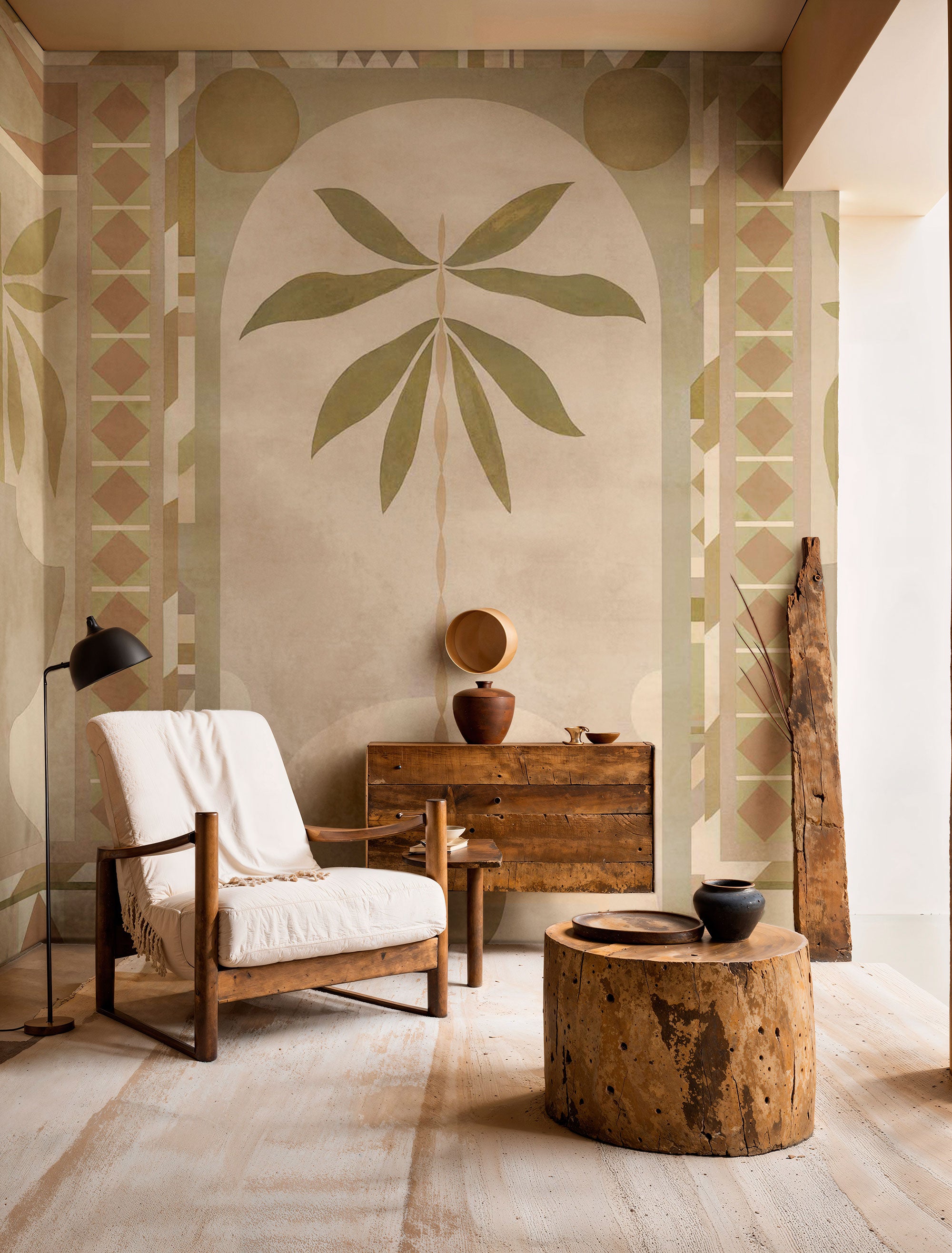 Jungle Arches Beige New Primitivism Mural by Tres Tintas