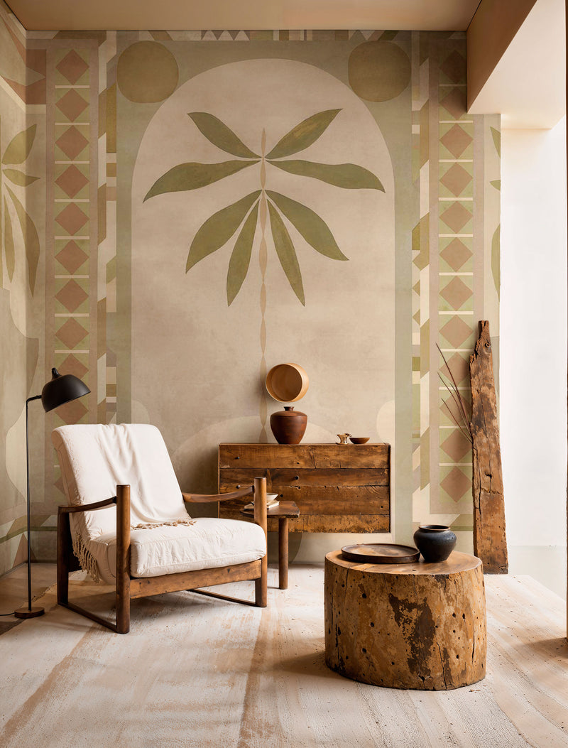 Jungle Arches Beige New Primitivism Mural by Tres Tintas