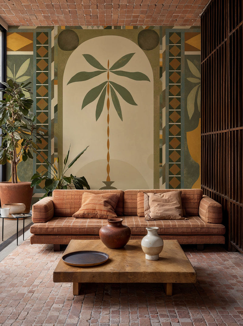 Jungle Arches Green New Primitivism Mural by Tres Tintas