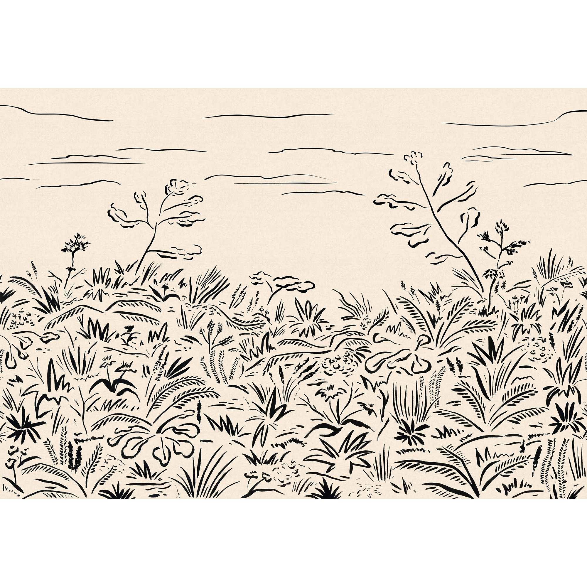 Floral Cave Black New Primitivism Mural by Tres Tintas