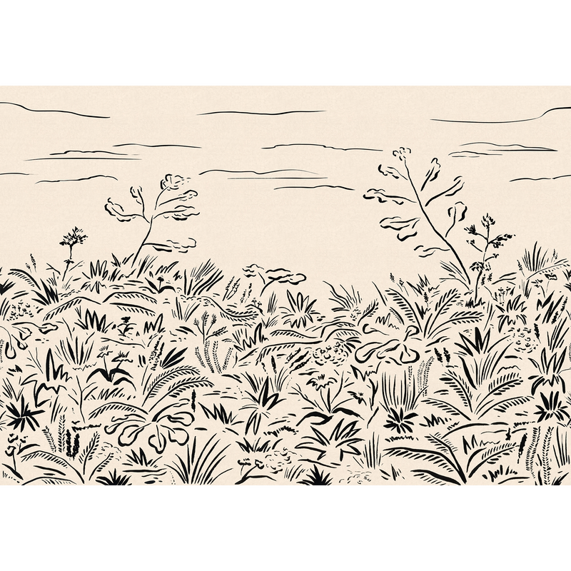 Floral Cave Black New Primitivism Mural by Tres Tintas