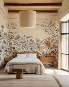 Floral Cave Black New Primitivism Mural by Tres Tintas