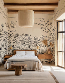 Floral Cave Black New Primitivism Mural by Tres Tintas