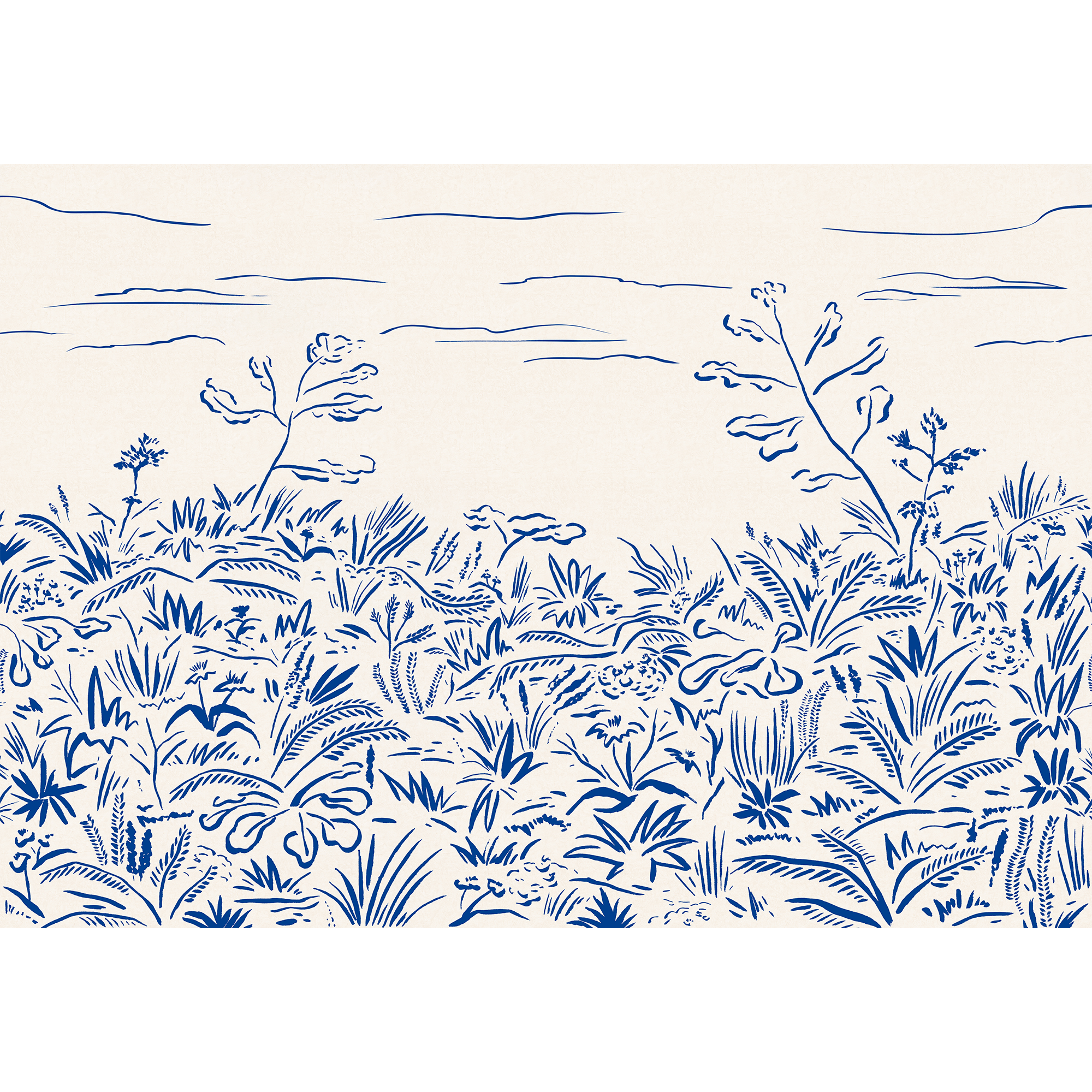 Floral Cave Blue New Primitivism Mural by Tres Tintas