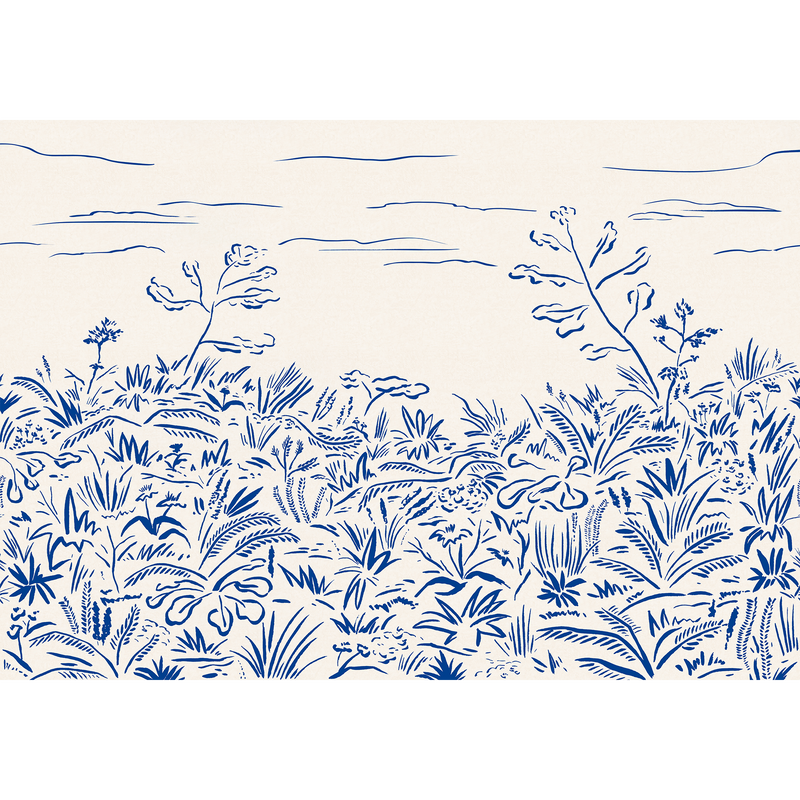 Floral Cave Blue New Primitivism Mural by Tres Tintas