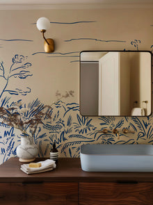 Floral Cave Blue New Primitivism Mural by Tres Tintas