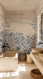 Floral Cave Blue New Primitivism Mural by Tres Tintas