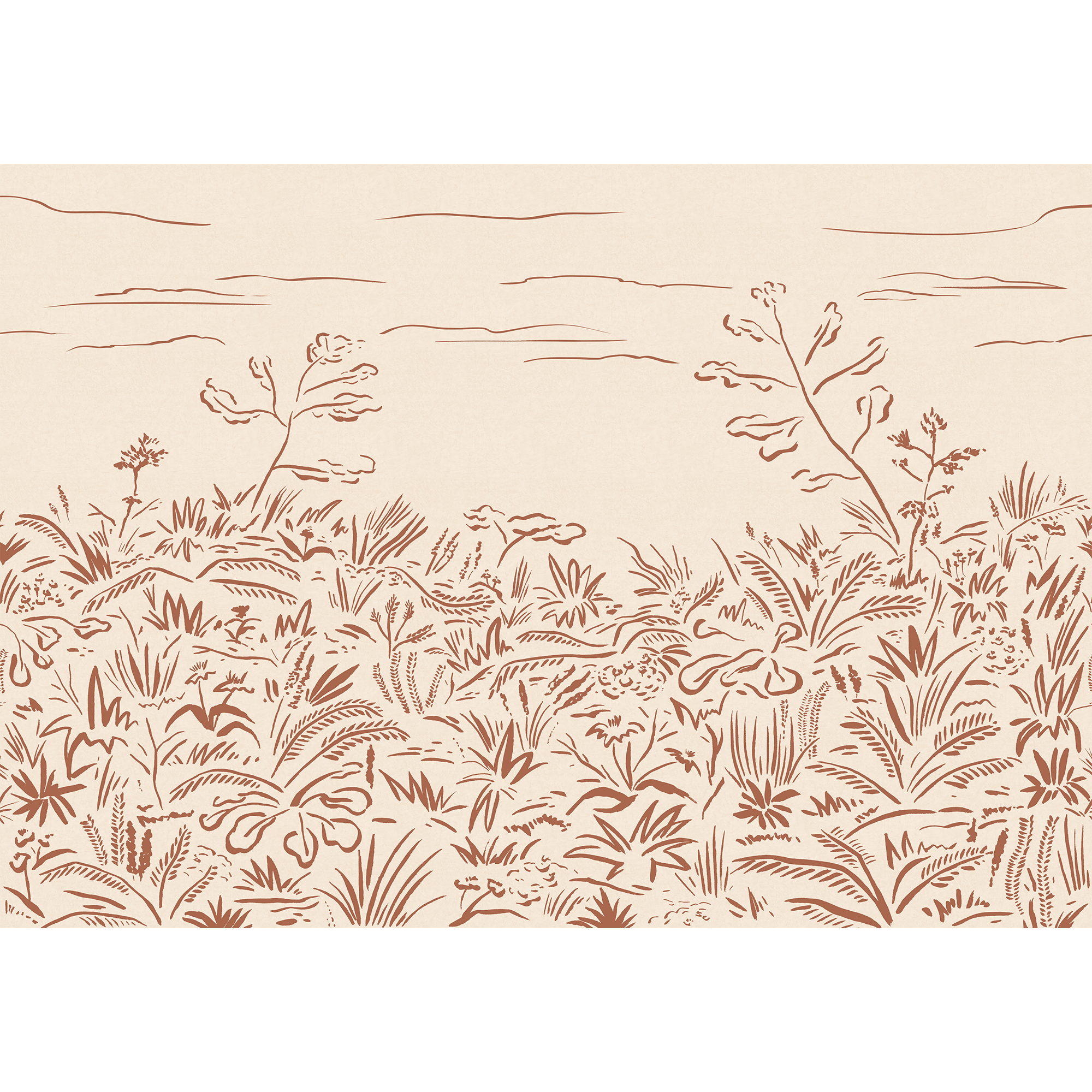 Floral Cave Red New Primitivism Mural by Tres Tintas
