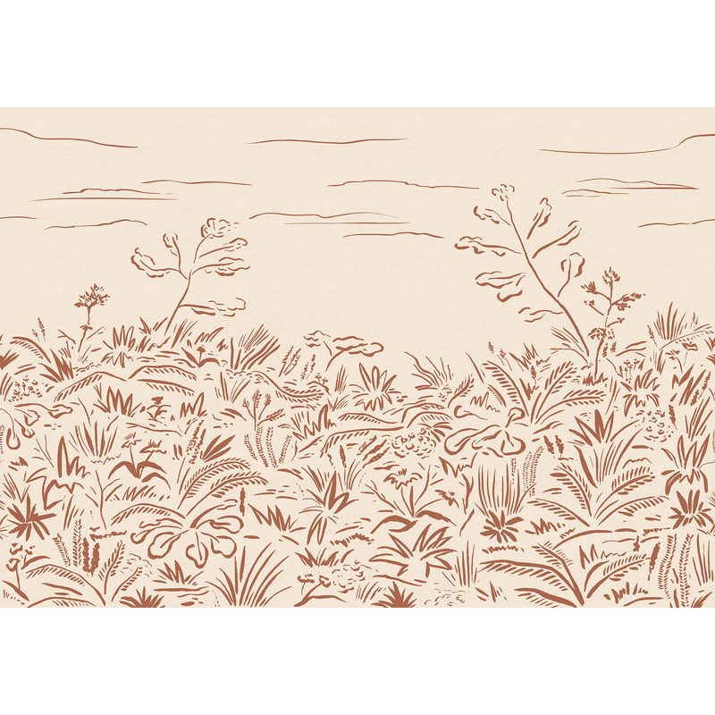 Floral Cave Red New Primitivism Mural by Tres Tintas