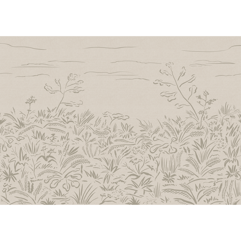 Floral Cave Grey New Primitivism Mural by Tres Tintas
